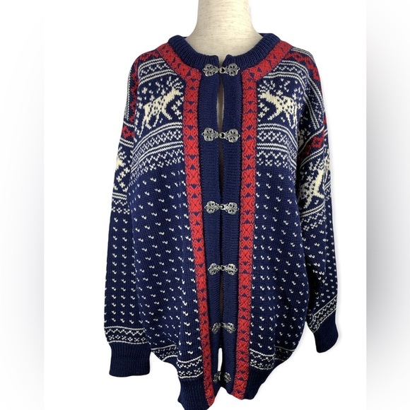 DALE of norway virigin wool sweater womens size XXL loose weave navy winter - Picture 3 of 14